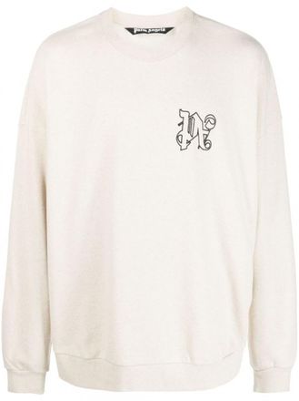 Palm Angels Beige PA Monogram Logo Sweatshirt