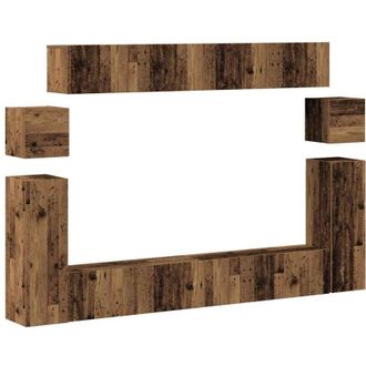 vidaXL Vidaxl - Conjunto De Mueble De Tv 8 Piezas Montado La Pared Madera Vieja