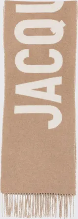 Jacquemus Sciarpa in cotone con logo jacquard a contrasto e bordi sfrangiati