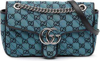 Gucci Pre-owned Womens Medium Gg Marmont Matelasse Diagonal Canvas Shoulder Bag - Marine Textile - One Size