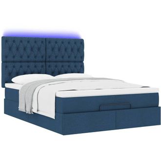 vidaXL Vidaxl - Estructura De Cama Otomana Colch&oacute;n Tela Azul Pardo 140x200cm