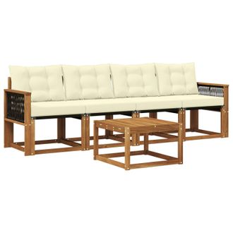 vidaXL Conjunto De Sof&aacute;s De Exterior Con Coj&iacute;n 5 Pcs Natural Y Crema Vidaxl