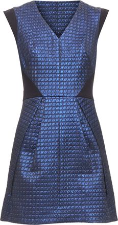 Tibi quilted lurex jacquard v-neck mini dress