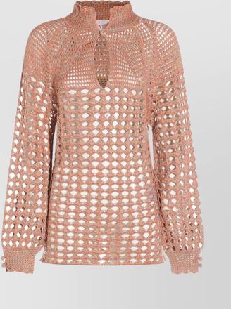 Valentino high neckline long sleeve knit top