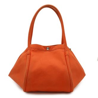 Herm&egrave;s Orange Canvas Handbag Pouch Tote Bag (Pre-Owned)