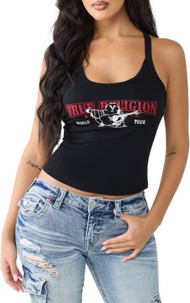 True Religion Buddha Classic Racerback Tank in Jet Black at Nordstrom, Size Xx-Large