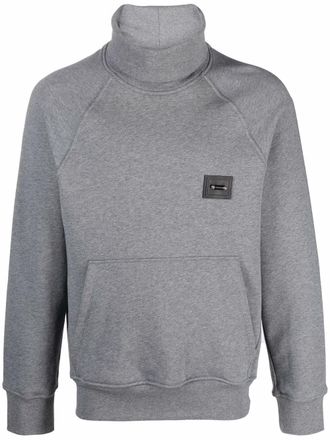 Neil Barrett logo-patch rollneck sweatshirt - men - Cotton - S - Grey