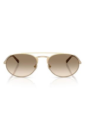 Emporio Armani 57mm Gradient Pilot Sunglasses in Matte Pale Gold /Yellow Brown at Nordstrom