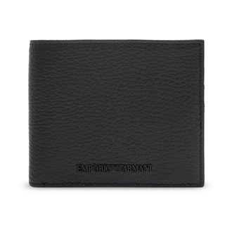 Emporio Armani Wallets & Cardholders, male, Black, Size: ONE SIZE Tumbled Leather Wallet with Coin Pocket