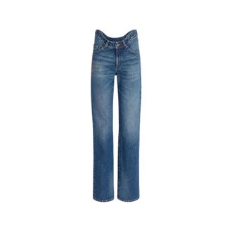 Jean Paul Gaultier Pantal&oacute;n vaquero recto con cintura ondulada - Jeans - Mujer - Azul - W27