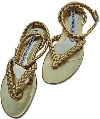 Alexandre Vauthier Gold leather braided thong sandals Size 36