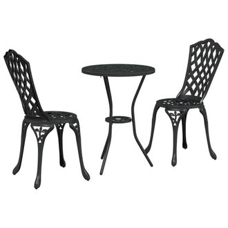 Berkfield Home 3 Piece Garden Bistro Set - Black Cast Aluminum