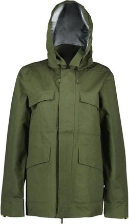 K-Way Gem&ecirc;leerd Linnen Parka - Heren - Parka Jassen - Groen - S - Leer - Jassen