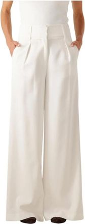 Omoda Broeken, Dames, Wit, XL, Wijde Ecru Broek voor de Zomer