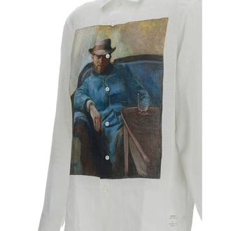 Junya Watanabe Graphic Print Linen Shirt - White