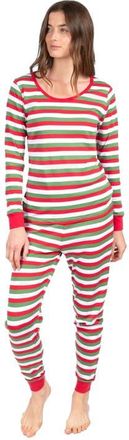 Leveret Womens Cotton Striped Matching Family Holiday Pajamas in Red White & Green at Nordstrom, Size 4X-Large