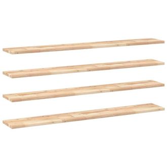 Berkfield Home Floating Shelves 4 pcs 160x20x2 cm Untreated Solid Wood Acacia in Light Tan | Size: 160 x 20 x 2 cm