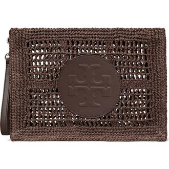 Tory Burch Ella Hand Crochet Wristlet in Dark Cocoa at Nordstrom