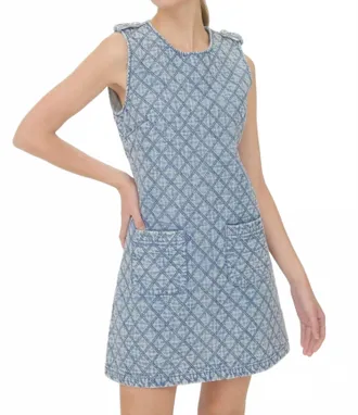 ZOE AND CLAIRE Quilted Mini Dress In Denim