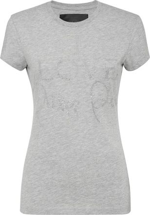 Philipp Plein T-Shirt Ronde Hals - Dames - T-shirts - Grijs - XL - Katoen - Tops