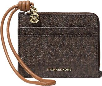 Michael Kors Jet Set Small Signature Logo Card Case Wristlet - Dames - Portefeuilles - Bruin - ONE Size - Accessoires