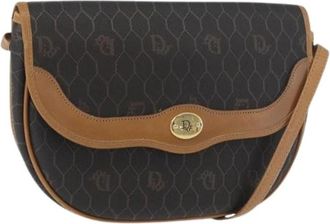 Dior Pre-owned Vintage Honeycomb Canvas Schoudertas - Dames - Vintage Schoudertas - Bruin - ONE Size - Leer - Vintage