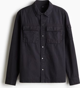 H&M Utility-Overshirt in Regular Fit - Schwarz