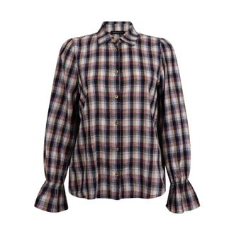 Tramontana Ruitjesblouse met rucheskraag - Dames - Blouses & Shirts - Veelkleurig - Maat: M