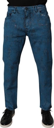 Dolce & Gabbana Blue Tie Dye Cotton Skinny Men Denim Jeans Elastane Clothing