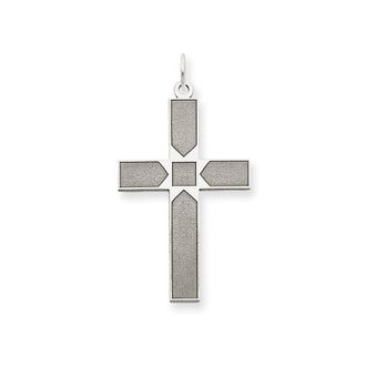Diamond2Deal 14K White Gold Laser Designed Cross Pendant