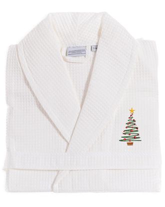 Linum Home Textiles Waffle Weave Embroidered Holiday Bath Robe