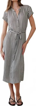 Bella Dahl Cap Sleeve Maxi Shirt Dress In Ivory Check Plaid