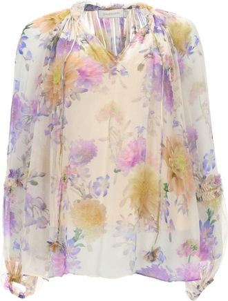 Zimmermann Luna Floral Print Pastel Viscose Blouse