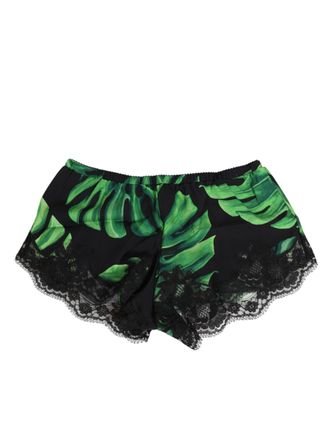 Dolce & Gabbana Black Green Tropical Print Lace Womens Underwear