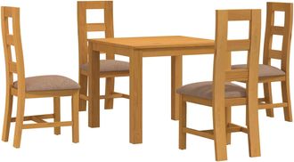 vidaXL Conjunto De Comedor 5 Uds. Gris Madera De Roble S&oacute;lido Vidaxl