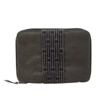 Herm&egrave;s Pre-owned Wallets, female, Gray, Size: ONE SIZE Pre-owned Canvas Zip-Around Wallet
