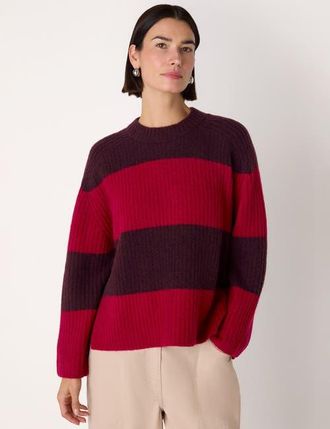 Whistles Wool Mix Wide Stripe Knit Sweater in Red/multi at Nordstrom, Size X-Small
