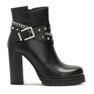 Kazar Schoenen, Dames, Zwart, 38 EU, Leer, Leren laarzen versierd met zilveren details