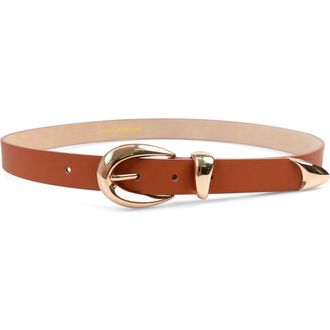 Petit Moments Marisa Leather Belt in Tan/gold at Nordstrom, Size X-Small/small