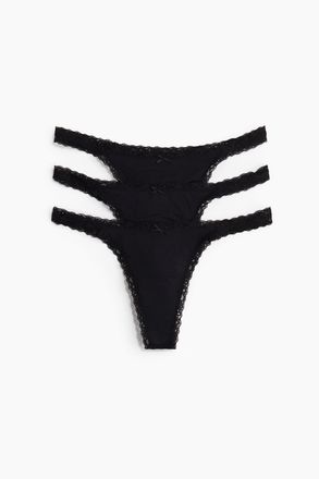 H&M 3er-Pack Tangas aus Mikrofaser - Schwarz