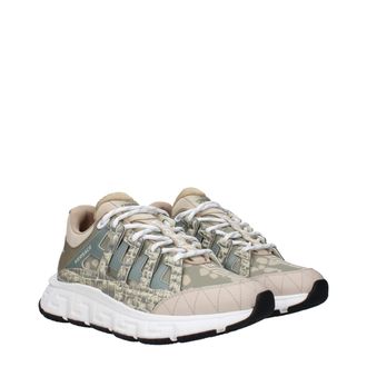 Versace Mens Green Fabric Low Top Sneakers