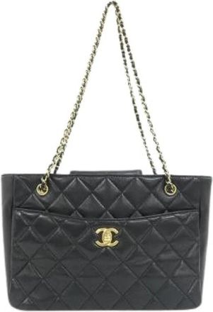 Chanel Pre-owned Lamsleer Schoudertas - Dames - Vintage Schoudertas - Zwart - ONE Size - Leer - Vintage