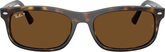 Ray-Ban 60mm Polarized Rectangular Sunglasses in Havana /Polar Brown at Nordstrom