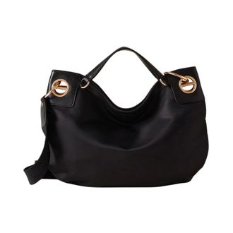 Borbonese Tassen, Dames, Zwart, ONE Size, Leer, London Hobo Bag Medium