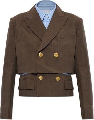 sacai Jassen, Dames, Bruin, S, Wol, Suiting x Poplin Jacket