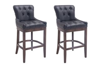 Clp Set 2x Taburetes Lakewood En Cuero Original Negro Antiguo