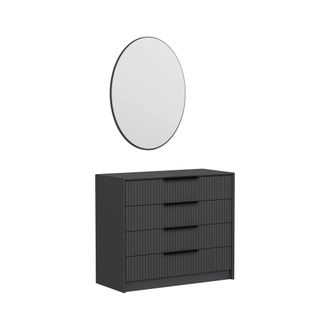 Dmora C&oacute;moda Jebi, 3 Cajones, Apertura Y Cierre Deslizante, 100x85x45h Cm, Negro Antracita