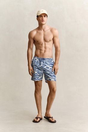 GANT Men Waves Print Swim Shorts (XXL) VINTAGE BLUE
