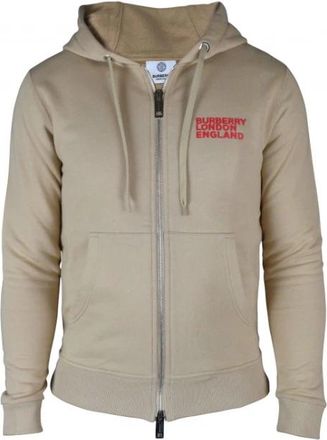 Burberry Hooded Vest - Heren - Vesten met rits - Beige - 2XS - Katoen - Hoodies & sweatvesten