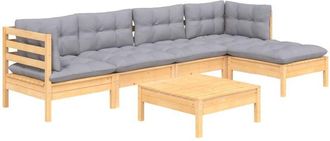 vidaXL Juego De Muebles De Jard&iacute;n 6 Pzas Y Cojines Madera Pino Gris Vidaxl